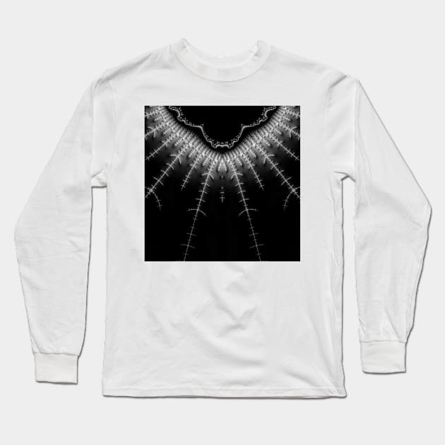 Monochrome Fractal Lightning (mirrored) Long Sleeve T-Shirt by lyle58